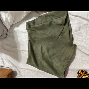 Green faux suede skort